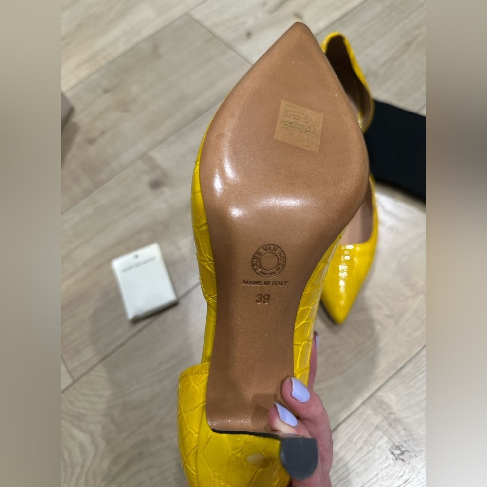 Dries Van Noten Yellow Croc-Embossed Women's Heels size 39 BRAND NEW - Picture 4 of 6